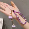 Strapy komórkowe Charms Bling Flower Sain Mobilny Smycz Smycz Pasek na nadgarstek Women ręczny łańcuch Krótki antygrezy