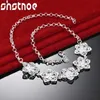 SHSTONE 925 Sterling Silver Elegant Necklace For Woman Hollow Flower Chain Trendy Party Birthday Present Wedding Fashion Jewelry L230704