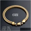 Bracciale Collana Luxury 6Mm 18K Placcato Oro Catene Corda Serpente Braccialetti Bangle Per Donna Uomo Gioielli Moda Set Accessori Regalo Dhtml