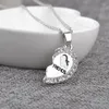 Pendentif colliers mode femmes cassé en forme de coeur pendentifs signe pingouin argent plaqué cristal cadeau de noël 2023
