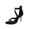 Heel Thin Sandals Women's Pointed Toe Shoes Summer Back Zip Open High for Women Sexy Dress Ladies Stiletto Female Pumps 701