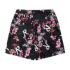 Shorts Masculino Harajuku Verão Floral Praia Cordão Elástico Oversize Malha Casual Para Homens E Mulheres Algodão Estampado Suor Curto