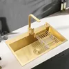 Gold Nano Stainless Steel Kitchen Sink Single Bowel 304 Handmade Undercounter Basin Kitchen Sink 60x45cm