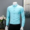 Erkekler Sıradan Gömlekler 2023 Erkekler İş Uzun Kollu Stand Yakası Buz Slik Erkek Gömlek İnce Uygun Katı Tasarımlar Fahion Tops C126