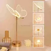 Retro Table Lamp Gold Acrylic Butterfly LED Desk Lamp Hotel Villa Art Decor LED Table Light Living Room Bedside LED Night Lights HKD230808