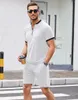 Herren Trainingsanzüge Sportanzug Poloshirt Einfarbig Lässiger Trainingsanzug Mann Sommerkleidung Streetwear Männliche Shorts Zweiteilige Sets