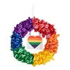 Decorative Flowers Wreaths Wall Decoration Ribbon Wreath Gay Lesbian Pride Front Door Hanging Lgbtq Colorf Rainbow Drop Delivery H Dhka0