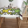 Bordduk Rektangulär vattentät oljebeständig Haring Keith Haringheart-bordduk täcker 45 "-50" Fit mönster