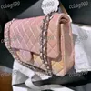 Multi Color Women Double Flap Shoulder Bag Leather Quilted Matelasse Double Chain Silver Hardware Classic Crossbody Designer Bag Multi Pocket Luxury Handbag 25CM