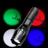 T6 Flashlight White صفراء اللون الأزرق الأحمر UV 6 مصابيح كهربائية للضوء من أجل تحديد GEM Amber Jade 365nm 395nm LED Torch Forch Lamp RGB