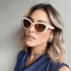 Solglasögon 2023 Summer Women Sexy Retro Kitten Cat Eyes Brand Designer Woman Color Glasses UV400