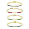 Bracelets de liaison accessoires de bijoux 4 couleur géométrique CZ Bracelet rose Green Blue Stone d'or plaqué avec 17 cm et 19 cm