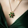 Pendant Necklaces Valily NecklaceTogether In Paris Emerald Stone Flower Necklace Lost Princess Inspired for Women 230804