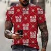 Mannen T-shirts Straat T-shirts Kerst Patroon Outfit Korte Mouw Mode O Hals Tops Oversized Harajuku 3D Afdrukken T-shirt