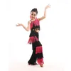 Vêtements de scène filles Costumes de danse latine paillettes frange Salsa Samba Costume enfants salle de bal gland robe pantalon enfants Performance tenues