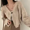 Femmes tricots coréen Vintage croisé femme pull automne hiver 2023 Cardigan à manches longues col en V boutonné décontracté tricoté manteau