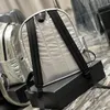 Top quality designer backpack Unisex fashion Men women travel backpack classic Silver printed nylon real leather adjustable shoulder strap school bag backpack