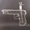 Eşsiz silah şekli cam beher bong 8 inç 14mm dişi kafa bong dab teçhizat su borusu nargile duman için kuru bitk