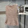 Gilet da donna Donna 2023 Autunno doppio petto scollo quadrato rosa gilet stile tweed cappotto ragazza gilet