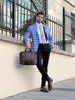 Trajes de boda a cuadros para hombre, 2 piezas, ropa de novio, esmoquin de solapa en pico para hombre, oficina de negocios, graduación, chaqueta azul con pantalones