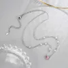 KOFSAC Crystal Pink Love Heart Pendant Halsband för kvinnor S925 Silver smycken Söt romantisk pärlklavikular kedja halsband l230704