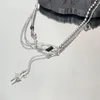 Chaînes Kpop Vintage Goth Noir Zircon Météore Gland Pendentif Perlé Clavicule Chaîne Collier Pour Femmes Fille