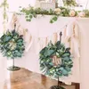 Decorative Flowers Large White Simulation Garland Door Decor Eucalyptus Grass Wreath Pastoral Rustic American Wedding Wall Pendant Hanging