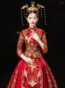 Vêtements ethniques femmes robe d'extérieur Toast 2023 mariage femme mariée Style chinois rouge plissé Xiuhe