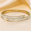 Bangle KOTiK Female Stainless Steel Cuff Tennis Bracelets Open Cubic Zirconia For Women Wedding Party Birthday Gift