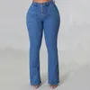 Jeans femme grande poche taille haute Denim pantalon mode décontracté Streetwear lavable fermeture éclair bleu profond pantalon évasé pour femme