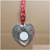 Christmas Decorations Sublimation Ornament Angel Wings Shape Blank Transfer Printing Consumables Supplies New Style Wholesales Drop De Dhjbo