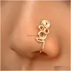 Nose Rings Studs 16 Styles Small Copper Fake For Women Non Piercing Gold Plated Clip On Cuff Stud Girls Fashion Party Jewelry Drop D Dhf0M