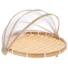 Dinnerware Sets Bamboo Multi-purpose Basket Dustpan Lid Decorative Storage Table Tray For Eating Foldable Ware Product