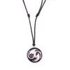 Pendant Necklaces Viking Animal Antique Yin Yang Dragon Black Cord Chain Adjustable Vintage Amulet Necklace