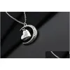 Pendentif Colliers Romantique Je T'aime À La Lune Et Coeur Collier Alliage Chaîne Pendentifs Pour Femmes Bijoux Saint Valentin Cadeau Drop D Dhkxq