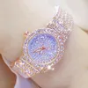 Armbandsur BS Bee Sister Diamond Women Watches Luxury Brand Small Dial Female Rose Gold Watches Ladies rostfritt stål Lock Bayan Kol Saati 230807