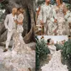 Свадебные платья русалки шампанского кружево 3D цветочное аппликация половина половина с длинным рукавом Boho свадебное платье пляж плюс Bridal 204i 204i