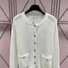 Luxury Women Cardigan Designer White Long Sleeve Knit Jacket Brand Charming Lady Girl Coat Tops