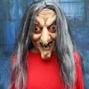 Party Masks Scary Old Witch Mask Latex med hår Halloween Fancy Dress Wig Grimace Party Costume Cosplay Horror Nun Masker Props Adult J230807