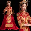 Roupas étnicas Tradicional Chinesa Vestido de Noiva Com Bordado Fênix Vermelha Xiuhe Requintado Qipao Para Mulheres Vintage Tang Suit Toast