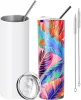 US Warehouse Sublimation Blanks Tumblers Tasses droites en acier inoxydable de 20 oz Gobelet blanc avec couvercles et bouteilles de tasse de transfert de chaleur en paille