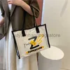 Totes High Capacity Internet Celebrity Bag 2023 New Fashionable Spring Portable Women's Bag Single Shoulder Canvas Kontrast Casual Tote Bagstylishhandbagsstore