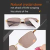 Óculos de Sol Óculos de Cristal Natural Puro Óculos de Pedra Masculino Vintage Acetato Anti-Arranhões Fresco e Hidratante Óculos de Olho Mineral Lente Óculos de Pai