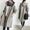 Kadın Trençkotları Kadın Moda Trençkot Çekme Bahar Sonbahar Gündelik Kapüşonlu Orta Uzun Palto Gevşek Rüzgar Tabanlı Ceket Koreli Modaya Gizli Boyut 230804