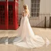 Champange 3D Flowers Appliques Tulle Wedding Dresses Off Shoulder Wedding Gown A Line Dress For Bride