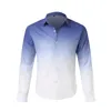 Men's T Shirts Mens Spring And Summer Gradual Change Long Sleeved Shirt Casual Fashion Sleeve Button Top