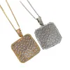 Square Diamond Pendant Necklace Women Simple Chain 925 Silver Full Diamond Dangle Necklace Stylish Trendy Jewelry