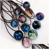 Colares com Pingente Fashion Starry Outer Space Universe Gemstone Glow In The Dark Glass Ball Colar Para Mulheres Masculinas Jóias Mix Modelos Dhysa