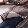 Ternos femininos xadrez vintage blazer casaco meninas primavera coreano ajuste solto moda casual básico bolso manga longa blusa com um botão 2023