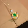 2022 Trendy Vintage Lab Emerald Ruby Pendant Necklace Noble Gold Color Sweater Necklace Chains Ladies Antique Choker Jewelry L230704